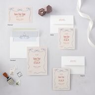 Modern Delicate Bows Save the Date Cards Jewel Red Signature smooth Blank No Standard