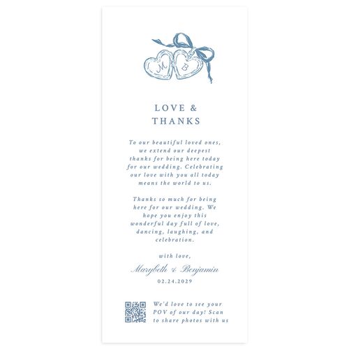 Hand Drawn Vintage Locket Wedding Programs Baby Blue Signature