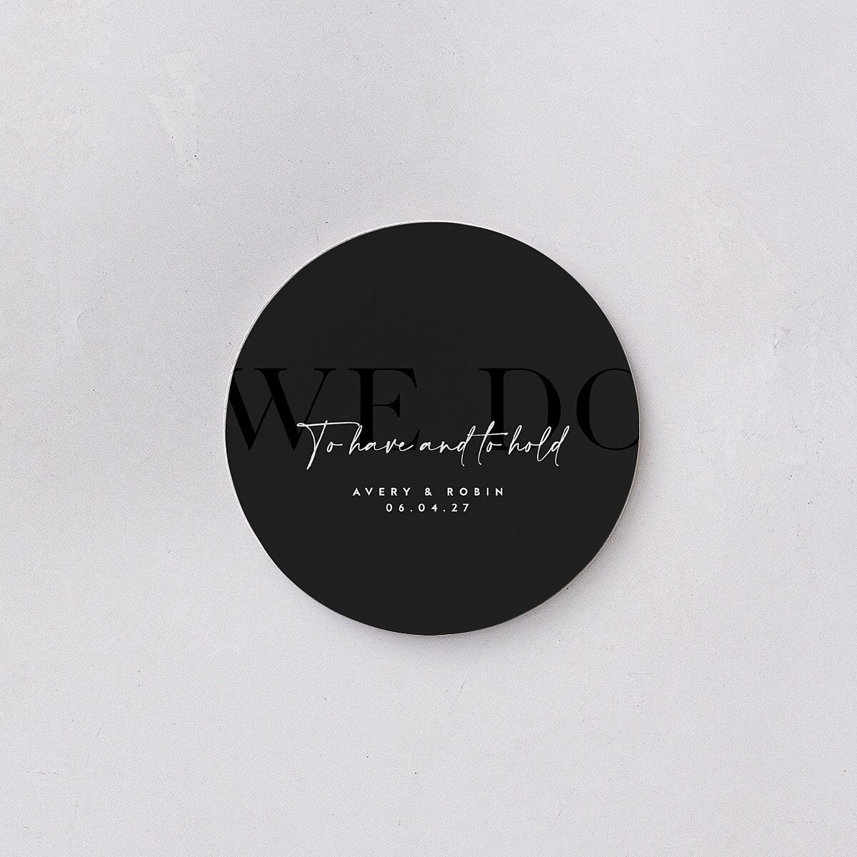 Modern Vow Coasters Charcoal Cardboard Circle