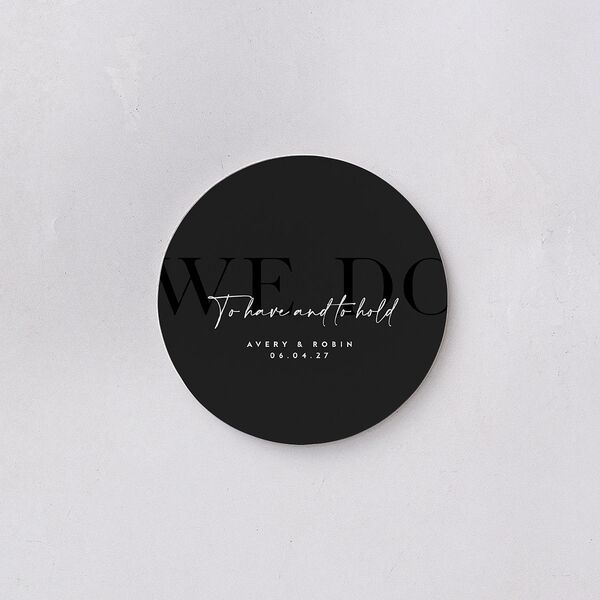 Modern Vow Coasters Charcoal Cardboard Circle
