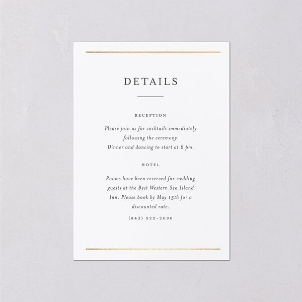 Southern Oak Tree Foil Wedding Enclosure Cards Gold Pure White Signature