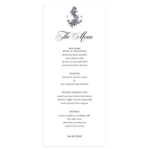 Coastal Oysters and Anchors Menus Navy Signature