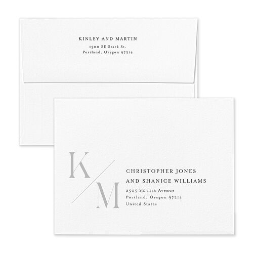 Monogram Slant Save the Date Magnet Envelopes Blue Licorice Return Address Signature Standard