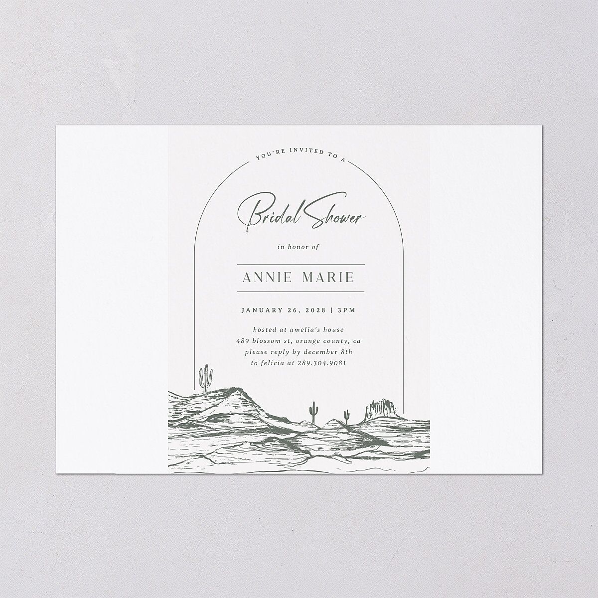 Western Cactus Bridal Shower Invitations Eucalyptus Signature Blank