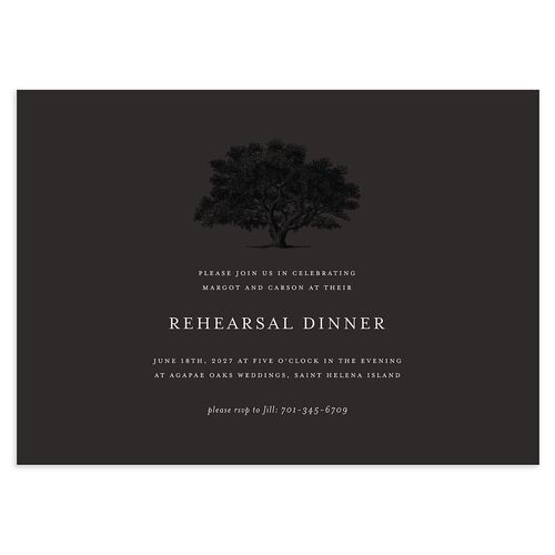 Southern Oak Tree Rehearsal Dinner Invitations Charcoal Signature Blank Standard
