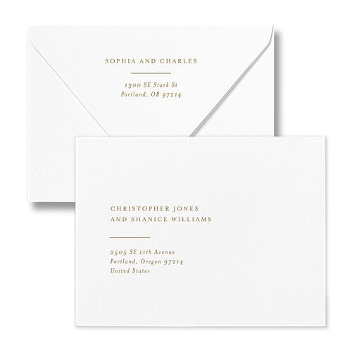 Timeless Elegance Save the Date Petite Card Euro Envelopes White Driftwood Both Recipient and Return Addresses Luxe Signature
