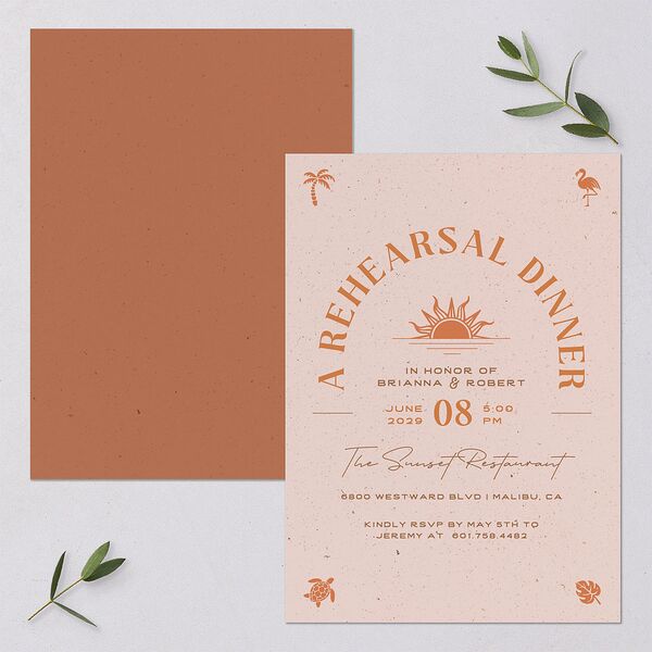 Beach Party Rehearsal Dinner Invitations Pink Cotton Signature Blank Standard