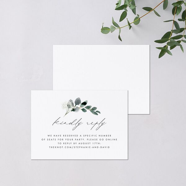 Elegant Greenery URL RSVP Cards Pure White Signature Standard