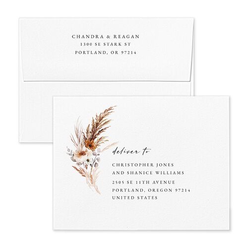Bohemian Floral Hoop Save the Date Magnet Envelopes Blue Camel Return Address Signature Standard