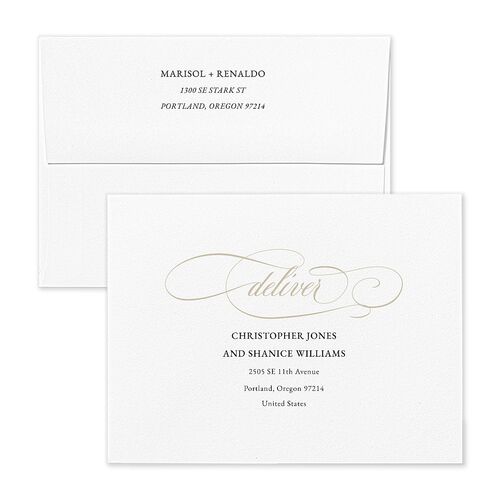Polished Photo Foil Thank You Card Envelopes Pure White White Both Recipient and Return Addresses Signature Standard