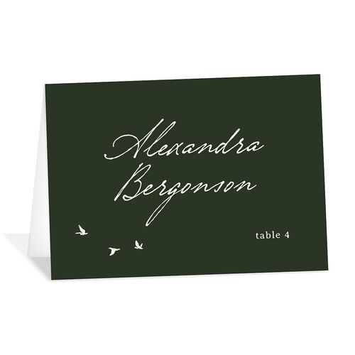 Elegant Mountain Monogram Place Cards Dark Green Signature