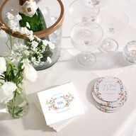 Fairytale Wildflower Crest Cocktail Napkins Pure White Napkin Uncoined