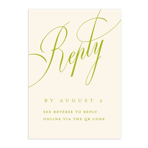 Modern Wedding Of Calligraphy QR Code RSVP Cards Chartreuse Signature Standard