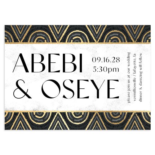 Gilded Sahara Pattern Wedding Invitations Gold Licorice Signature Blank No Standard