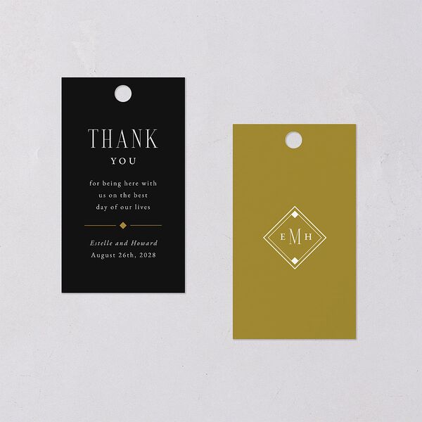 Old Hollywood Glam Favor Gift Tags Charcoal Signature