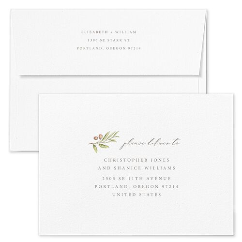 Painted Winery Wedding Invitation Envelopes Rose Almond Return Address Standard Signature