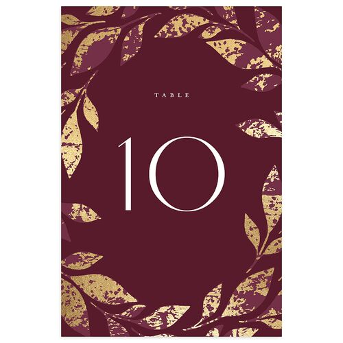 Gilded Leaves Table Numbers Gold Merlot Signature
