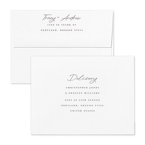 Simply Signed Save the Date Petite Card Envelopes White Champagne Return Address Signature Standard