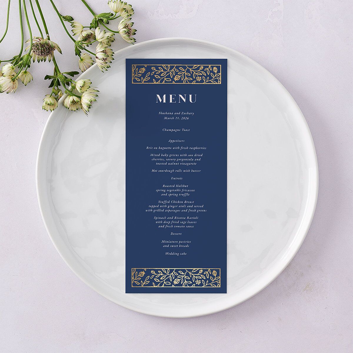 Jewish Chuppah Menus Gold Maritime Signature