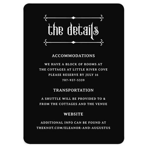 Western Gothic Wedding Event Detail Cards Licorice Signature smooth Rounded
