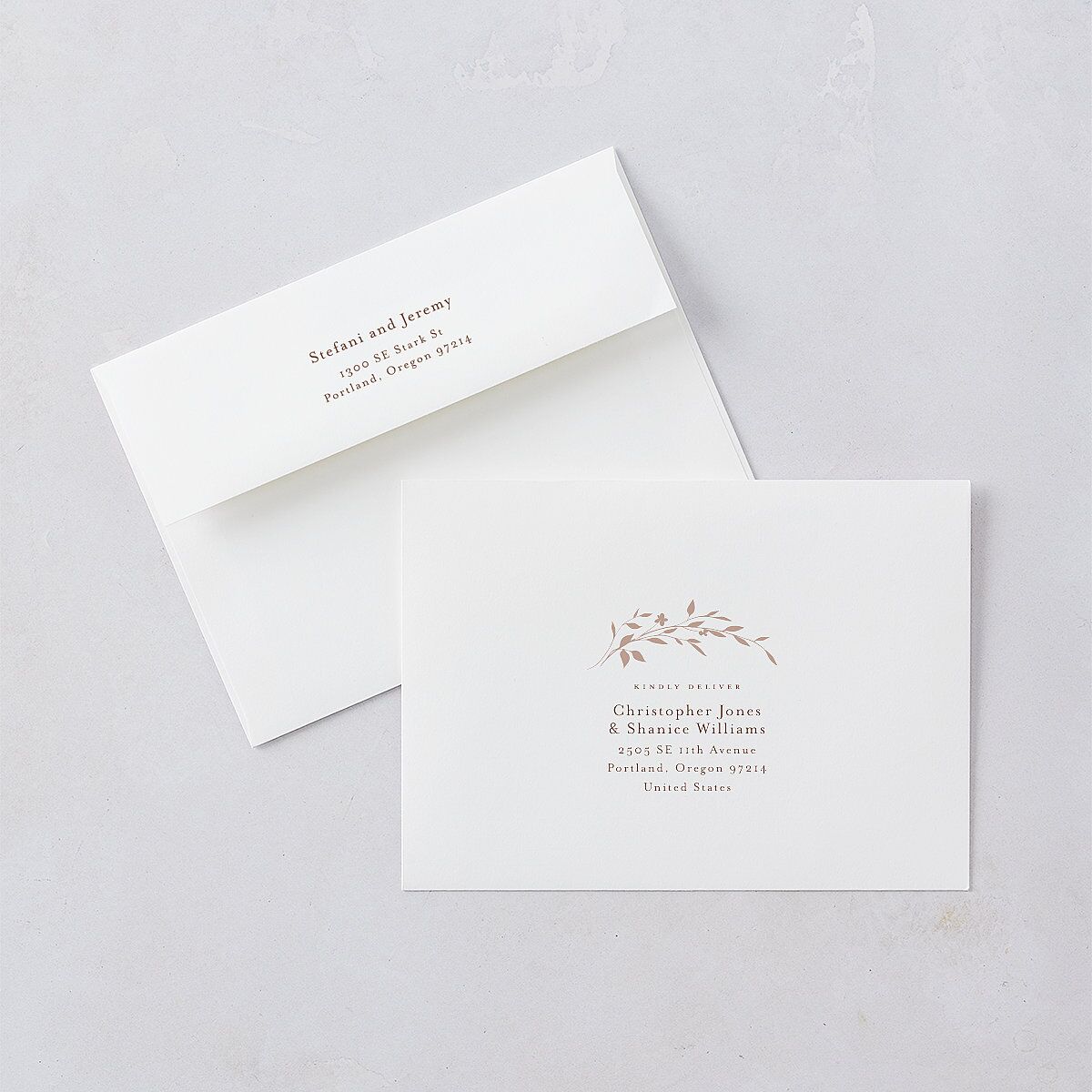 Oval Garland Foil Wedding Invitations Sepia Gold Signature Blank No Standard