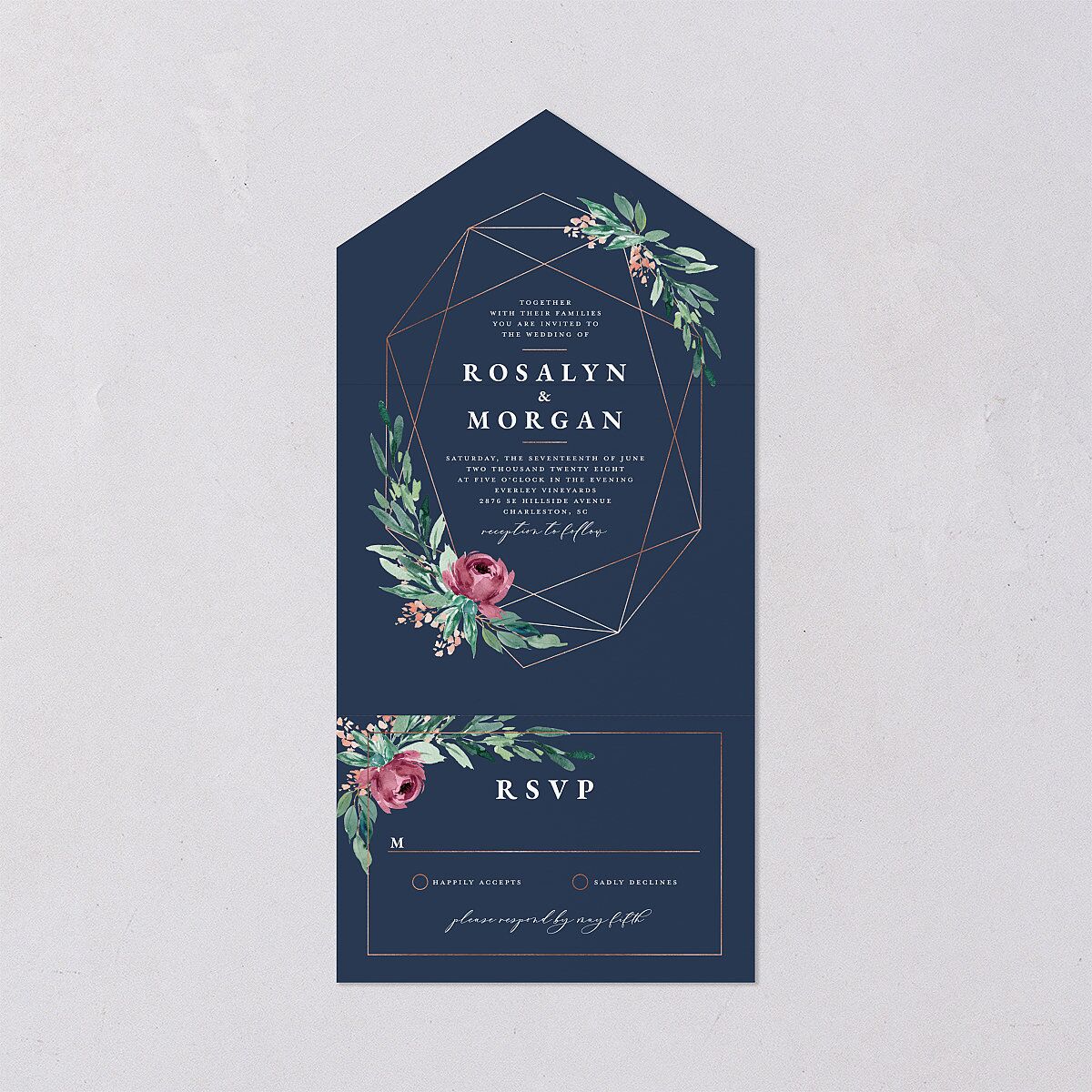Gilded Botanical All-in-One Wedding Invitations — view 1