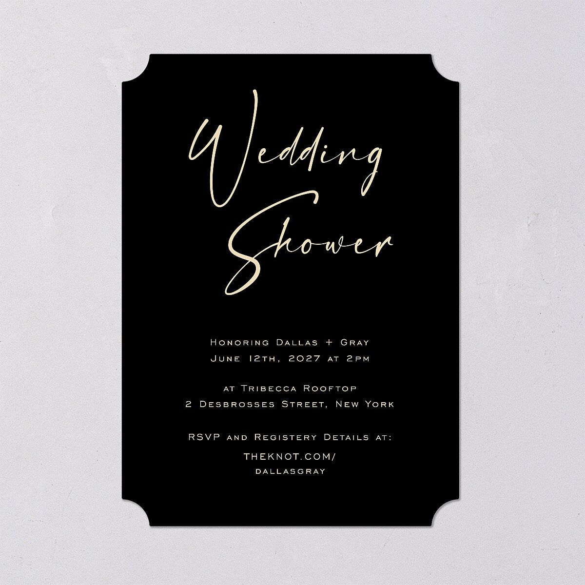 Simply Striking Bridal Shower Invitations Midnight Signature Blank