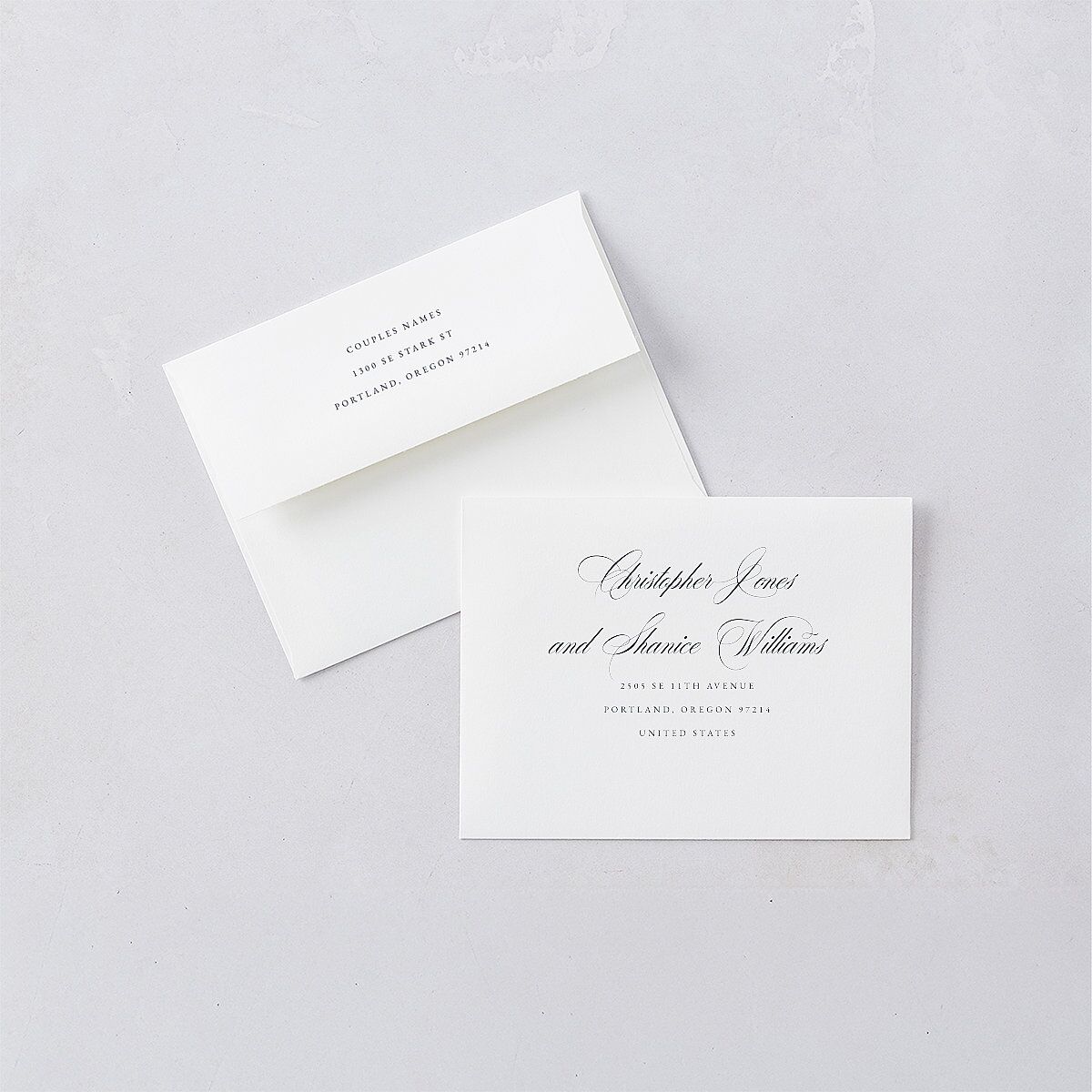 Formal Nautical Thank You Card Envelopes White Standard Moody Blue Both Recipient and Return Addresses Signature