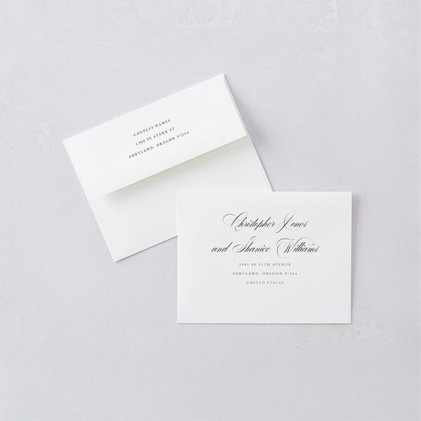 Formal Nautical Thank You Card Envelopes White Standard Moody Blue Both Recipient and Return Addresses Signature