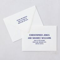 Retro Photo Postcard Inspired Save The Date Card Euro Envelopes White Sapphire Both Recipient and Return Addresses Luxe Signature