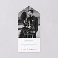 Polished Photo Foil All-in-One Wedding Invitations Emerald Signature Light Both Recipient and Return Addresses No