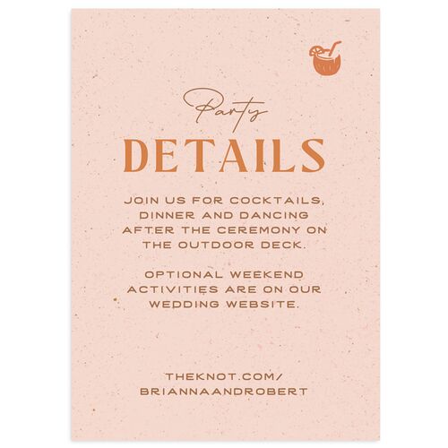 Beach Party Wedding Enclosure Cards Pink Cotton Signature Standard