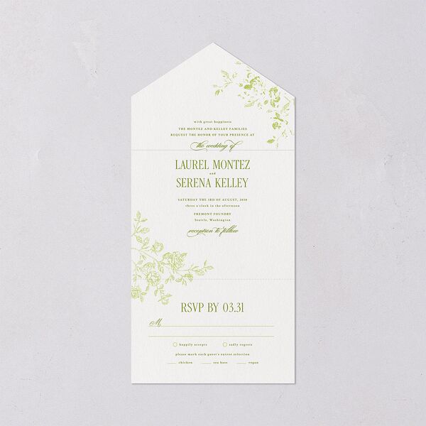 Vintage French Botanical All-in-One Wedding Invitations Meadow Signature Light Both Recipient and Return Addresses No