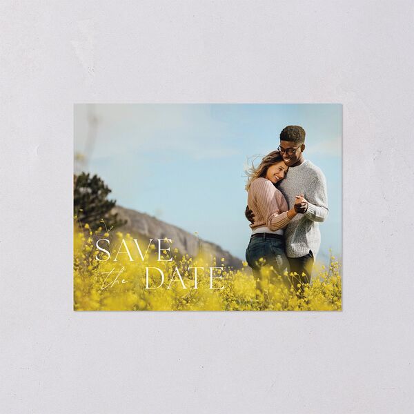 Wildflower Border Save the Date Petite Cards Stream Signature smooth Blank No Standard