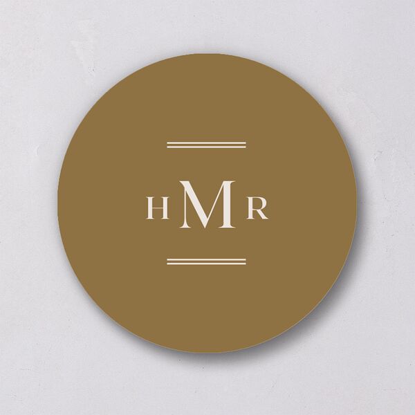 Antique Scallop Frame Wedding Stickers Linen Circle