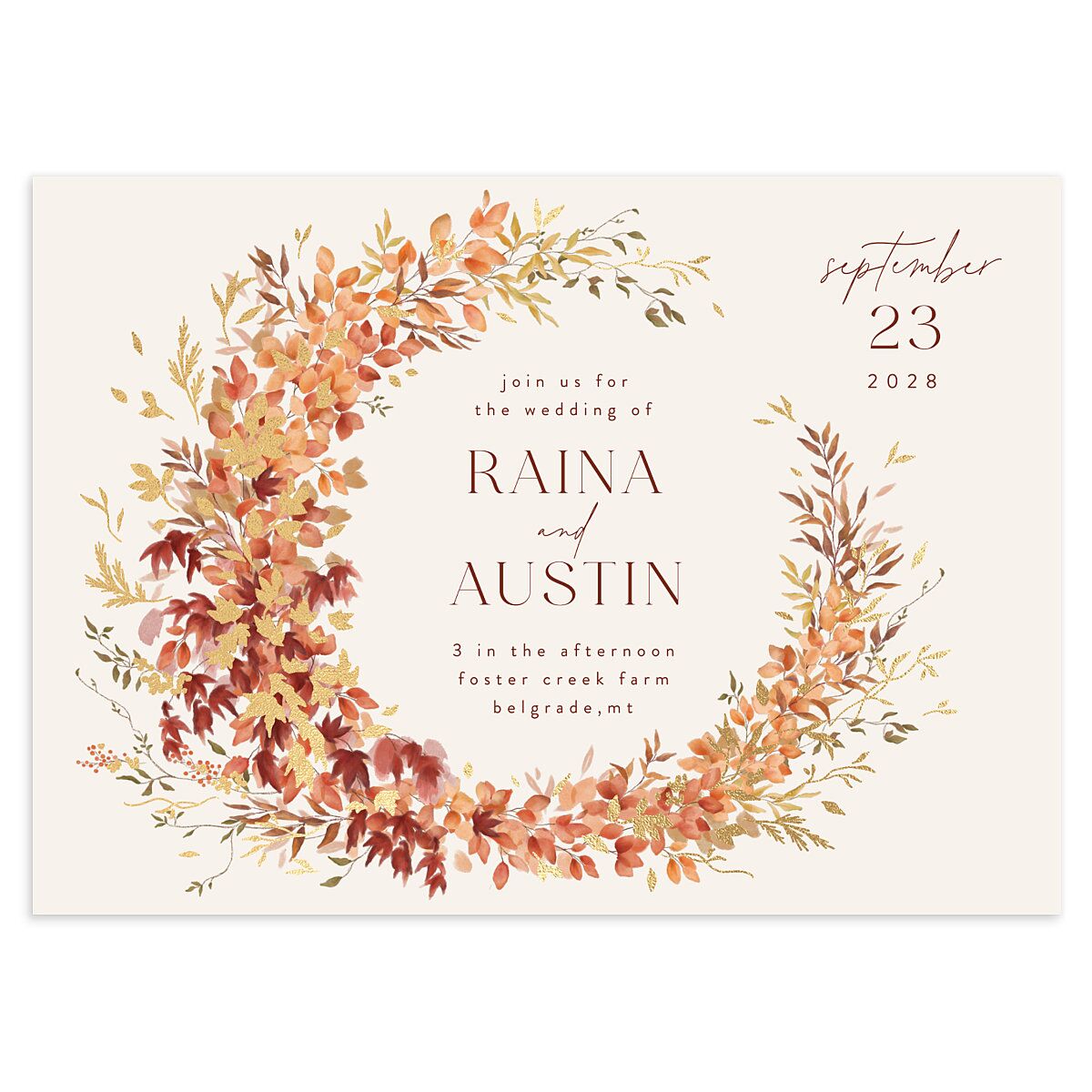 Harvest Crescent Wedding Invitations