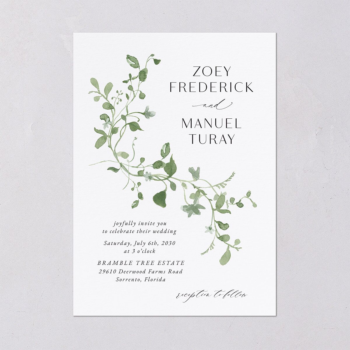 Curved Garland Wedding Invitations Pure White Signature Blank No Standard