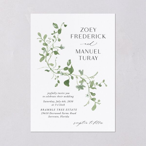 Curved Garland Wedding Invitations Pure White Signature Blank No Standard