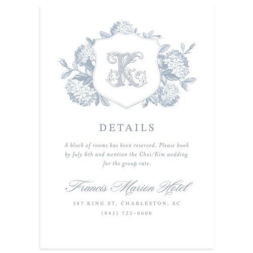 Vintage Hydrangea Garden Crest Wedding Enclosure Cards Slate Signature Standard