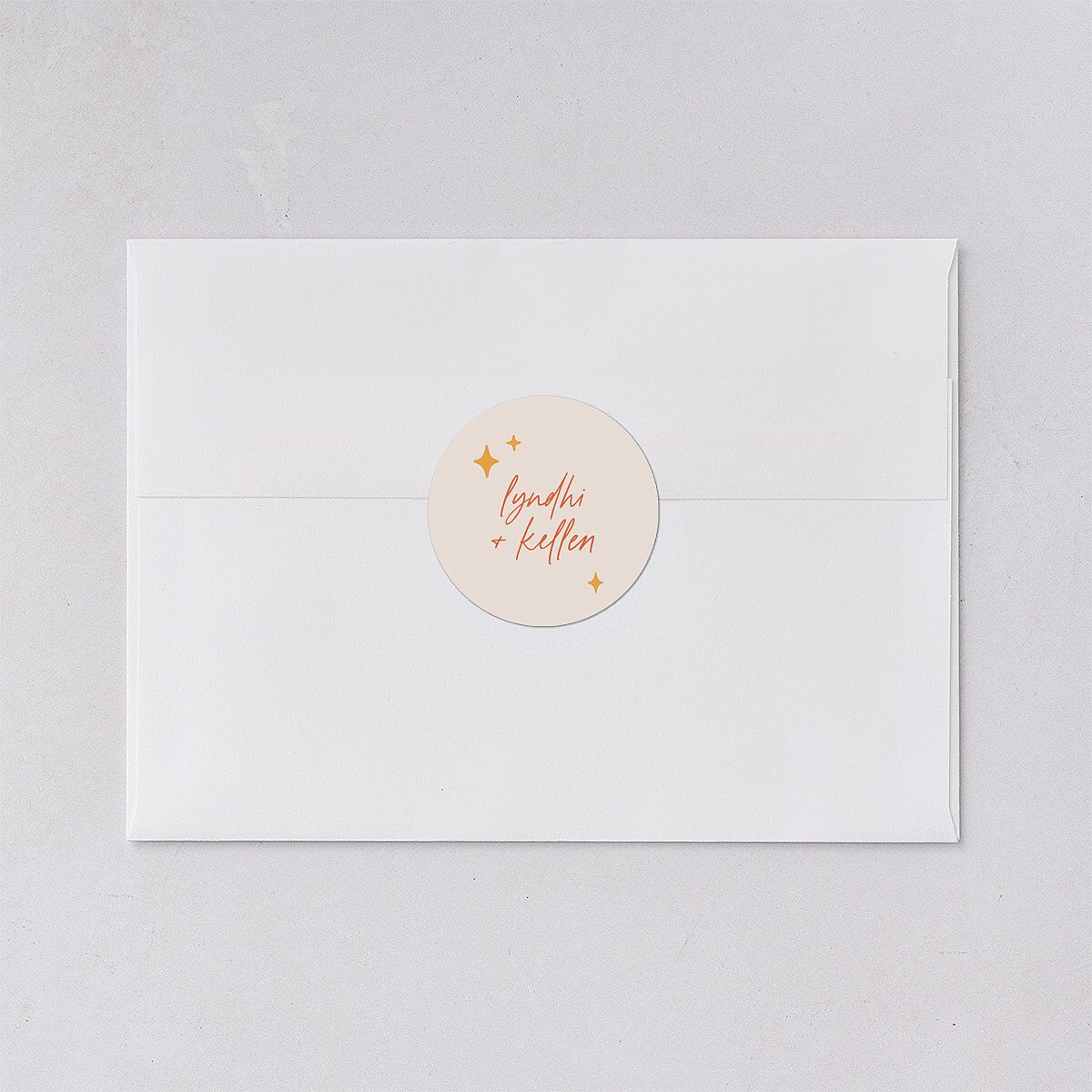 Groovy Lines Wedding Stickers Coral Pink Circle