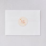 Groovy Lines Wedding Stickers Coral Pink Circle