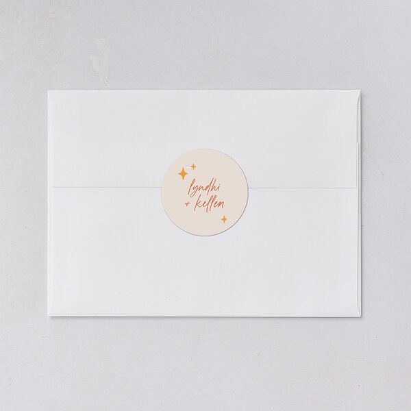 Groovy Lines Wedding Stickers Coral Pink Circle