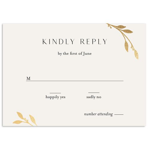 Gilded Sprigs Foil Wedding Response Cards Gold Charcoal Signature Standard