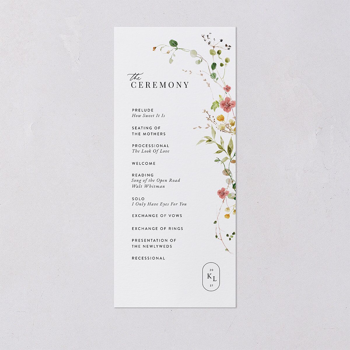 Glistening Wildflower Foil Wedding Programs Gold Soft Peach Signature