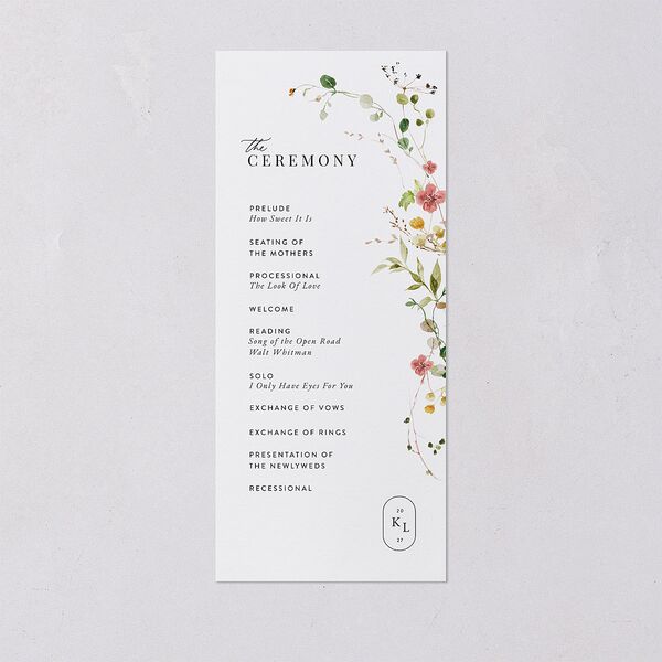 Glistening Wildflower Foil Wedding Programs Gold Soft Peach Signature