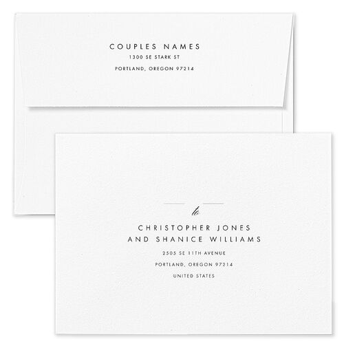 Polished Frame Wedding Invitation Envelopes Blue Standard Licorice Both Recipient and Return Addresses Signature