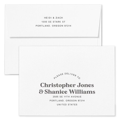 Custom Pet Portrait Wedding Invitation Envelopes White Steel Gray Both Recipient and Return Addresses Standard Signature
