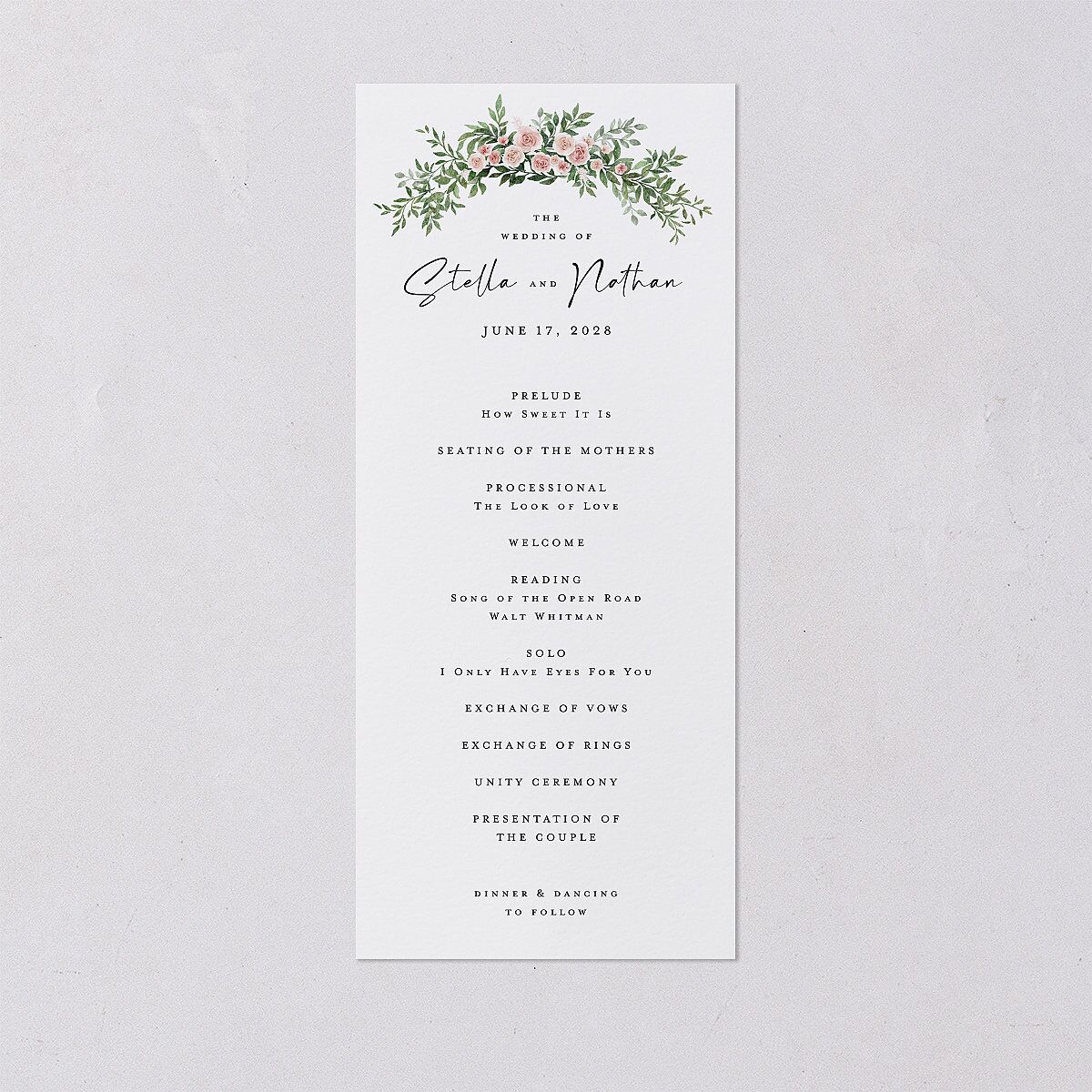 Floral Arc Wedding Programs Shell Pink Signature