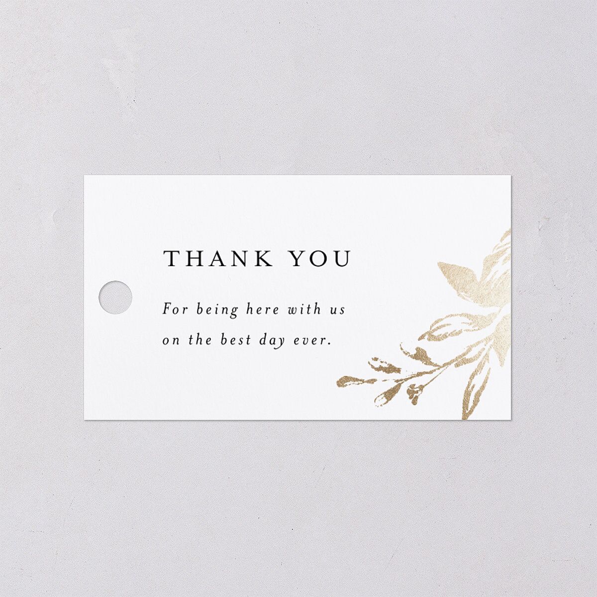 Shining Leaves Foil Favor Gift Tags Pure White Gold Signature