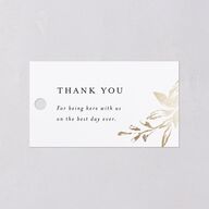 Shining Leaves Foil Favor Gift Tags Pure White Gold Signature
